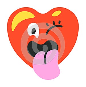Heart character sticking out tongue, personage