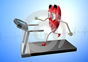 Heart character on treadmill