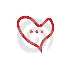 Heart Chat Red Modern logo design