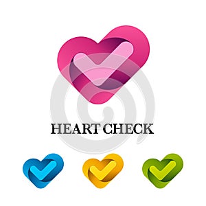 Heart Check Abstract Logo Set