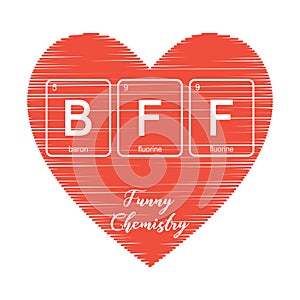 Heart and chemical elements of the periodic table,fun signs- bff -best friends forever
