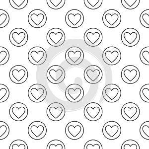 Heart in Circle vector linear geometric seamless pattern