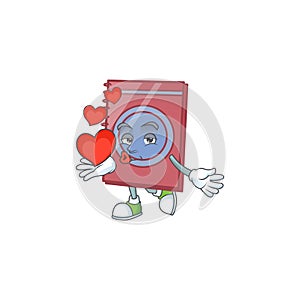 With heart closed book in the cartoon character