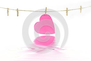 Heart on a clothes line