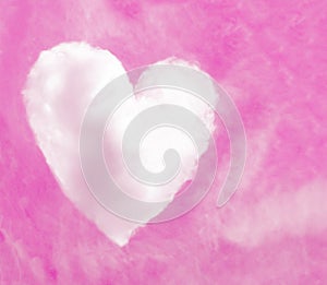 Heart cloud on pink sky. love air abstract symbol
