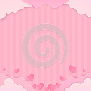 Heart and cloud on stripe pattern background