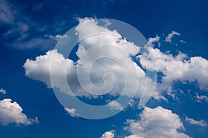 Heart clouds in the blue sky in summer