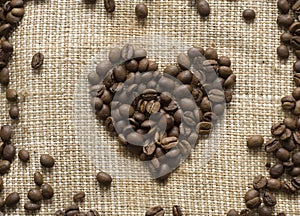 Heart with coffee beans