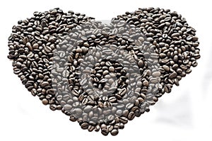 Heart of coffee beans