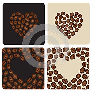 Heart of Coffee Beans - I Love Coffee Vector Illustration