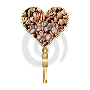 Heart with coffee beans