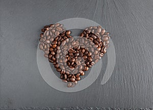 Heart of coffee beans