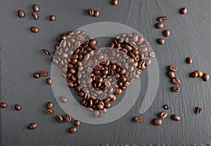 Heart of coffee beans