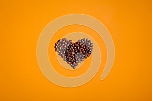 Heart of coffee with cofee beans