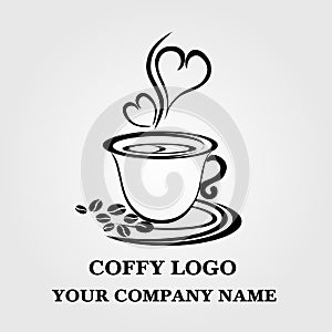 Heart coffee cup logo design abstract. vector illustration.