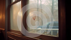 heart on cold fogged window