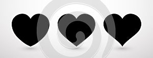 Heart collection flat icon set. Love symbol isolated on gray background. Vector illustration