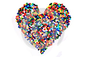 Heart from color plastic caps