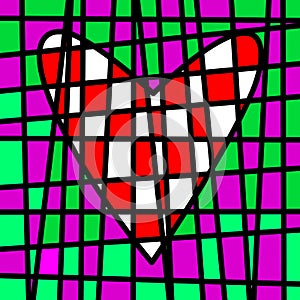 Heart colorful tiled patchwork. Colored plot