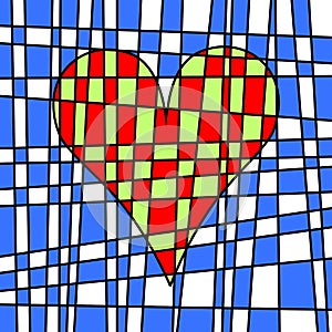 Heart colorful tiled patchwork. Colored plot