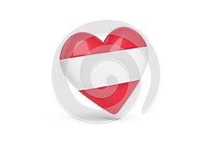 Heart with the colors of flag of Austria isolated on white background. 3d illustration