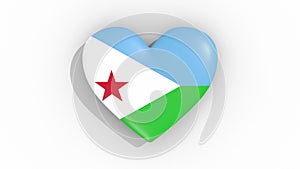 Heart in colors flag of Djibouti pulses, loop