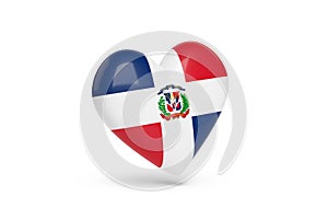 Heart with the colors of flag of Dominican Republic isolated on white background. 3d illustration