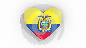 Heart in colors of flag of Ecuador pulses, loop