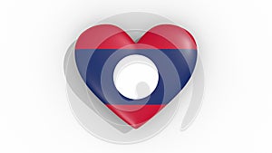 Heart in colors flag of Laos pulses, loop
