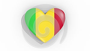 Heart in colors flag of Mali pulses, loop