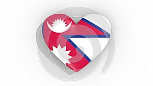 Heart in colors of flag of Nepal pulses, loop