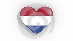 Heart in colors flag of Netherlands pulses, loop
