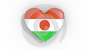 Heart in colors flag of Niger pulses, loop