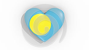 Heart in colors flag of Palau pulses, loop