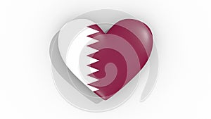Heart in colors of flag of Qatar pulses, loop