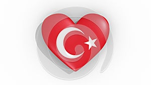 Heart in colors of flag of Turkey pulses, loop