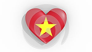 Heart in colors flag of Vietnam pulses, loop