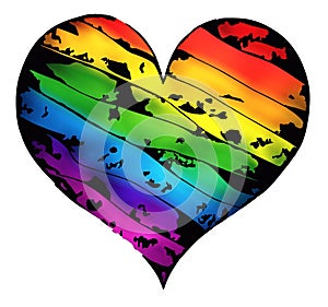 Heart in the colors of the LGBTQ rainbow flag. Symbol of equality, love, tolerance