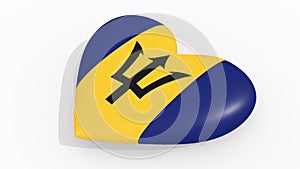 Heart in colors and symbols of Barbados on white background, loop