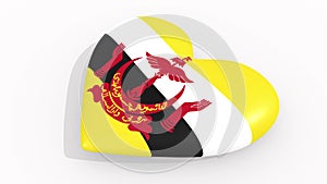 Heart in colors and symbols of Brunei on white background, loop