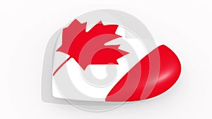 Heart in colors and symbols of Canada on white background, loop