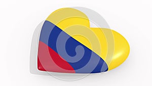 Heart in colors and symbols of Colombia on white background, loop