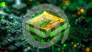 Futuristic Microprocessor Glowing with Power