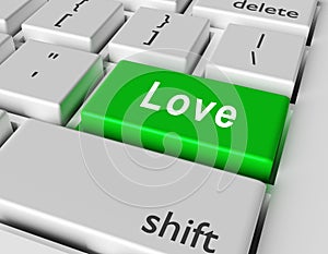 Heart concept. Word Love you on button of computer keyboard