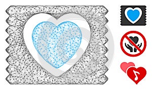 Heart Condom Pack Polygonal Web Vector Mesh Illustration