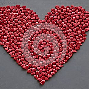 Heart constructed on lots of mini hearts