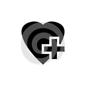 Heart with a cross vector icon.
