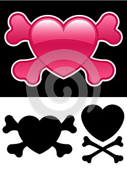 Heart with crossbones