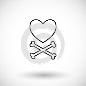 Heart and crossbones thin line web icon photo