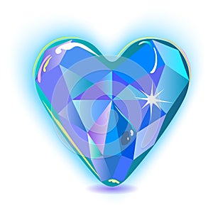 Heart cut gemstone shape isolated on white background